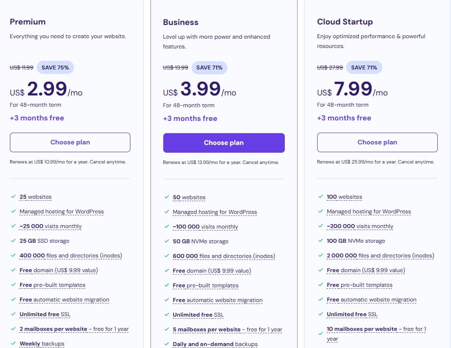 Hostinger多站点方案价格