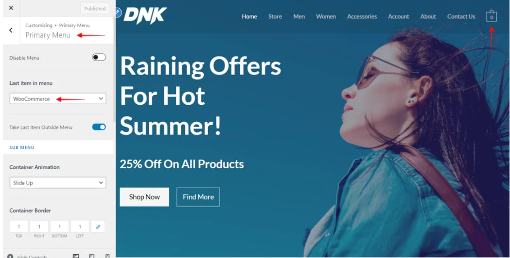 将WooCommerce Mini购物车添加到主菜单