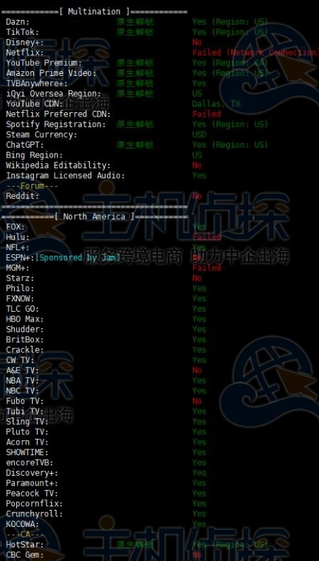 流媒体解锁情况