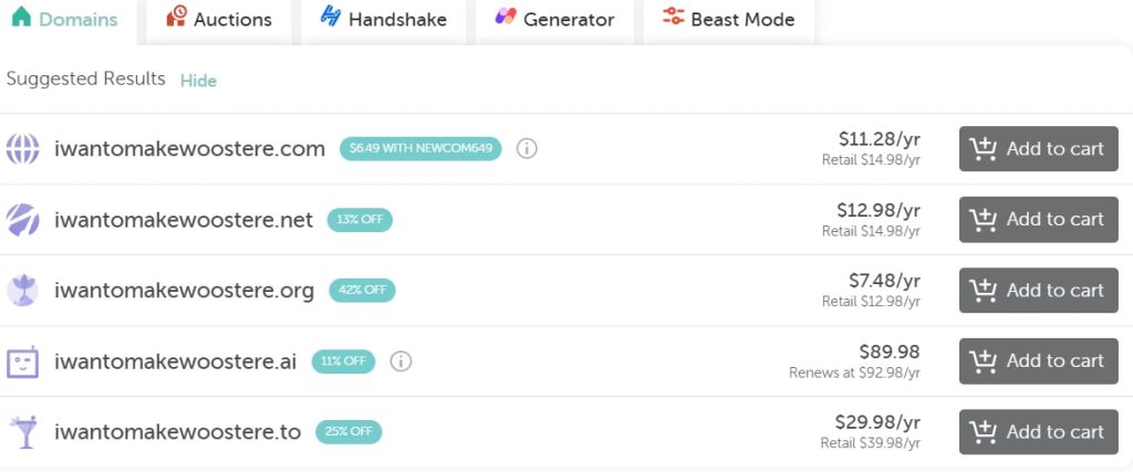 Namecheap域名价格