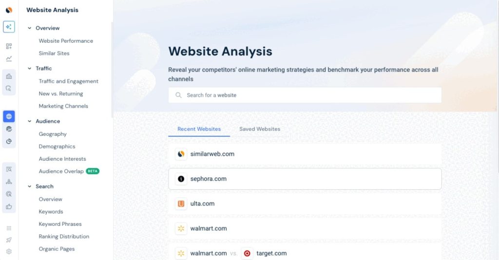 ‍‍SimilarWeb网站流量分析功能