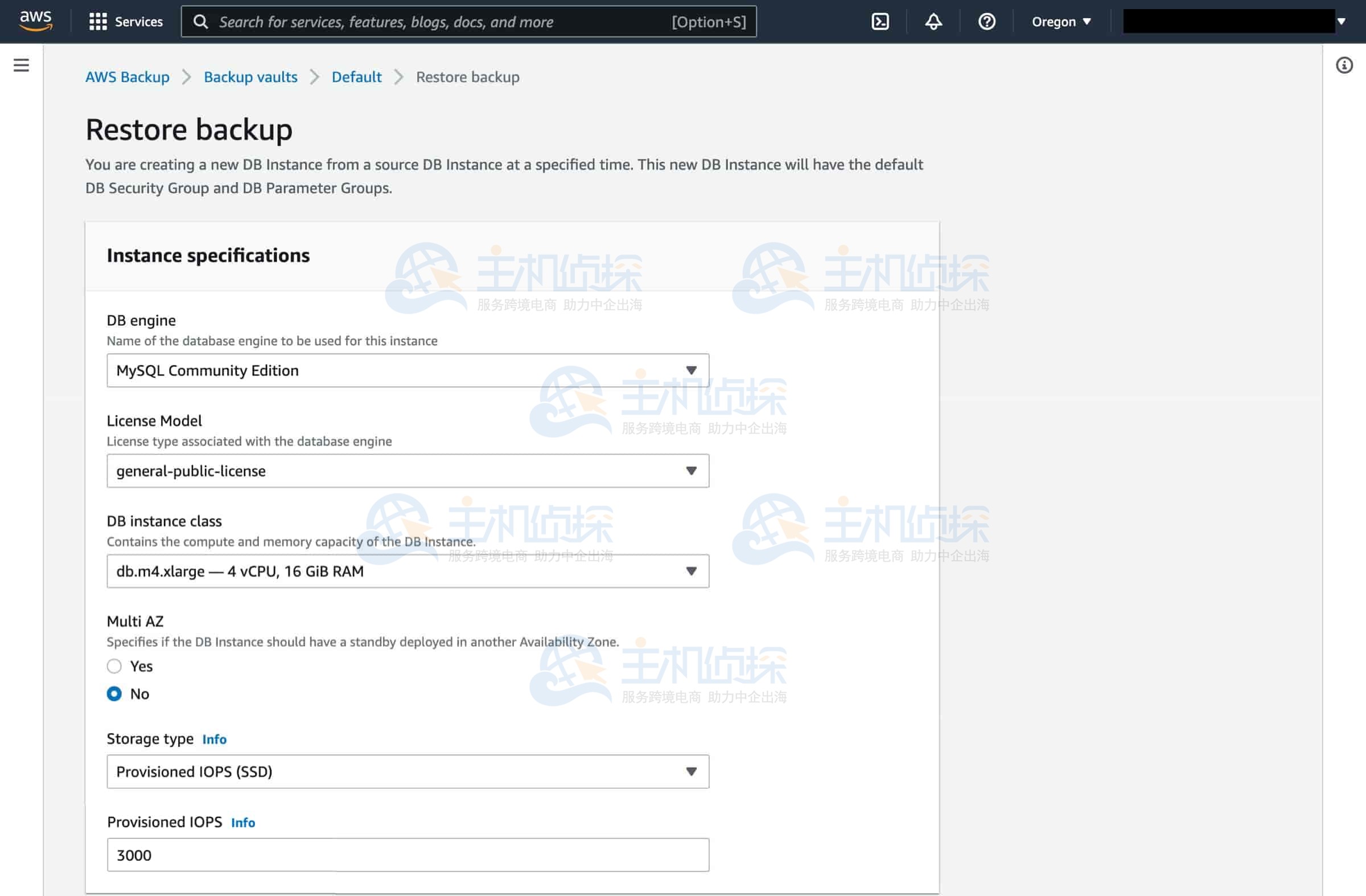 从备份还原Amazon RDS数据库