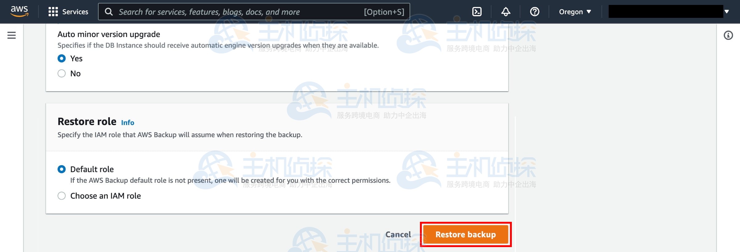 从备份还原Amazon RDS数据库