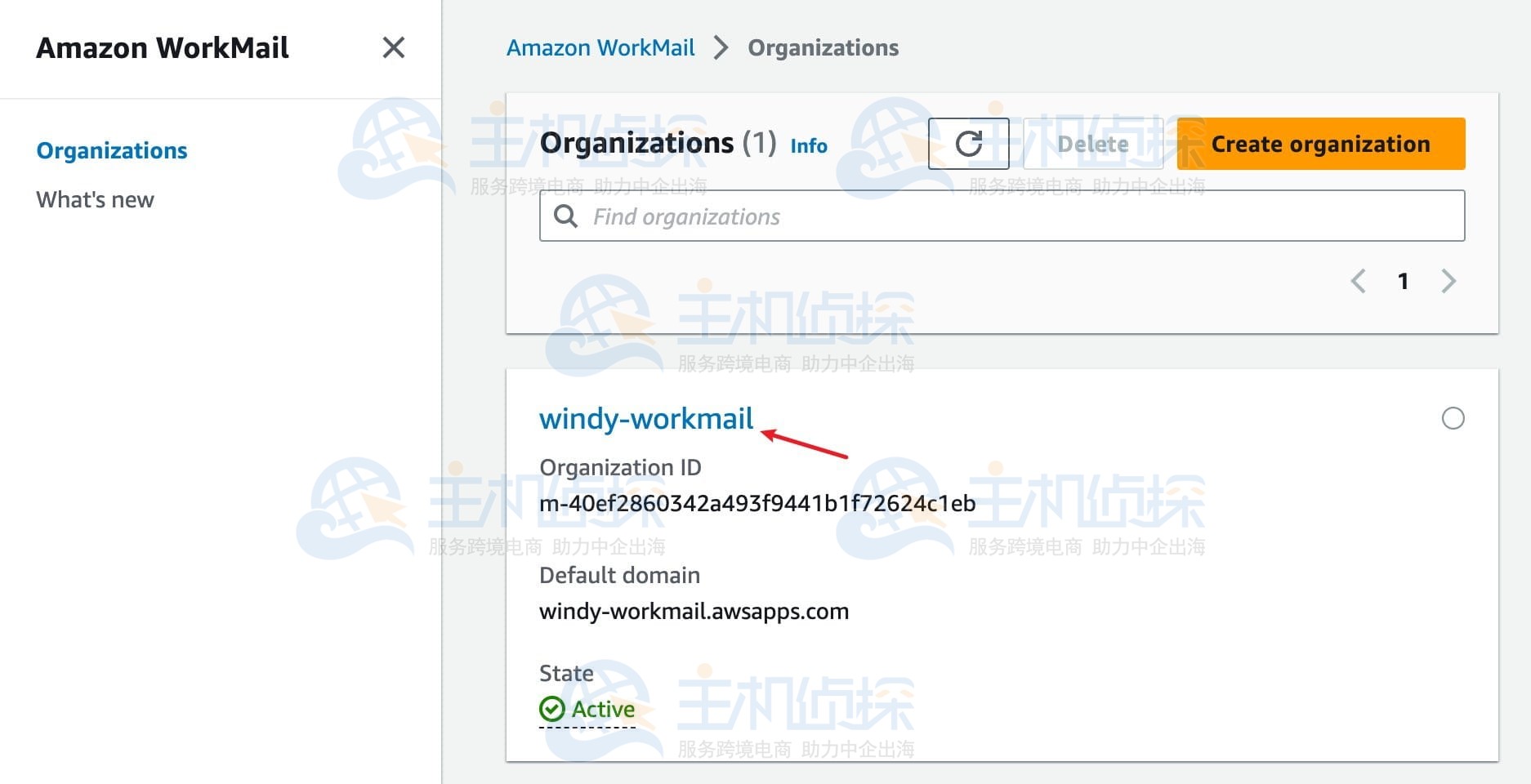 使用Amazon WorkMail创建组织