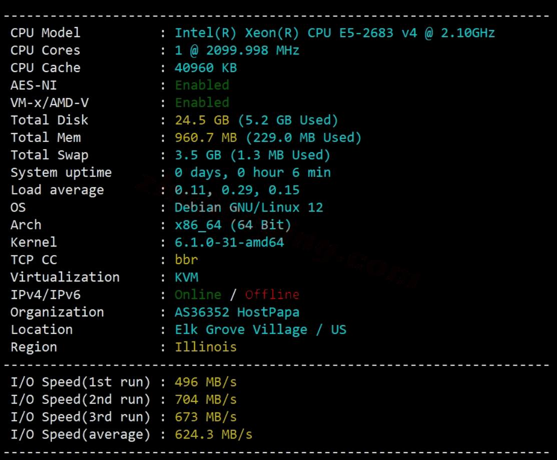 ColoCrossing芝加哥VPS系统参数