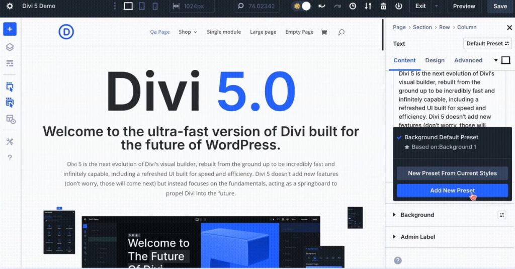 Divi主题选项组预设