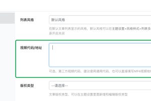 在文章编辑器下方添加视频代码