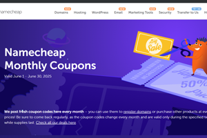 Namecheap六月优惠券汇总 域名高达85%折扣 .com域名低至$6.49/年