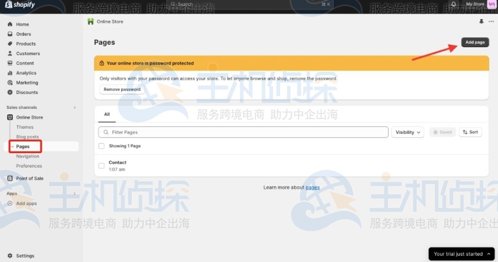 添加新Shopify页面