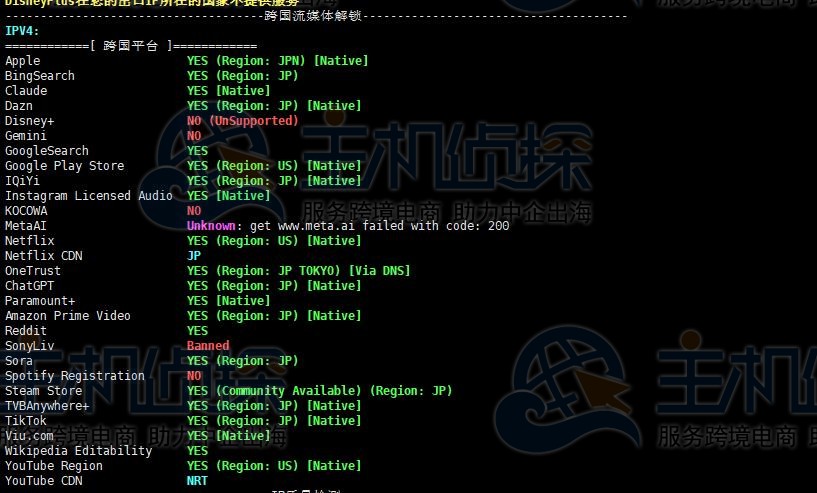 流媒体解锁测试
