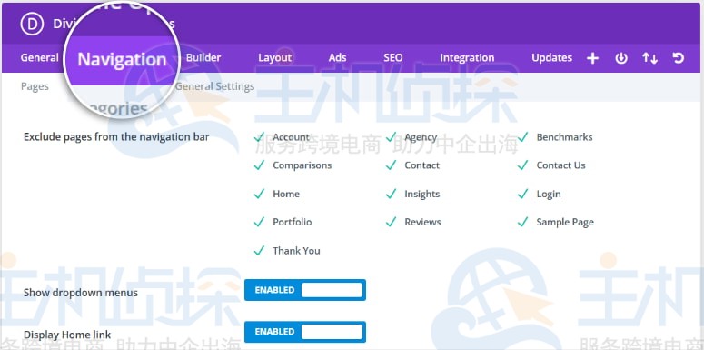 自定义导航设置