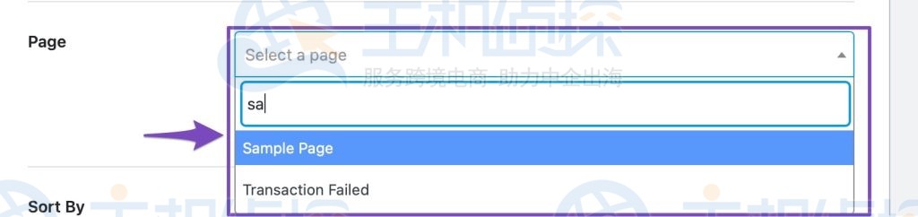 从下拉菜单中选择页面