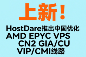 上新！HostDare推出中国优化AMD EPYC VPS