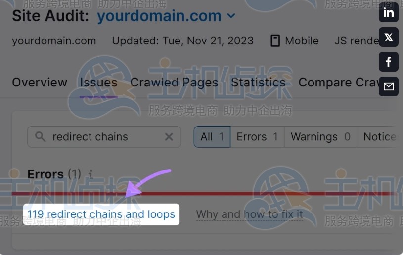 点击 redirect chains and loops