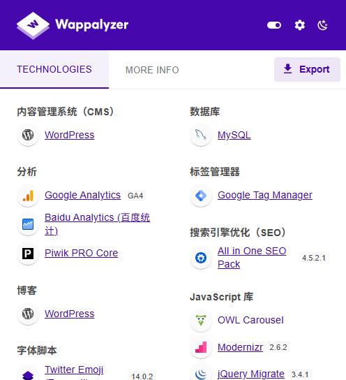 使用Wappalyzer查看​