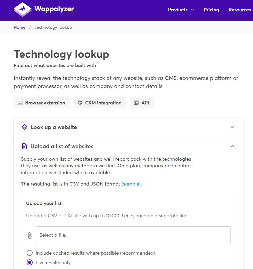 使用Wappalyzer查看​