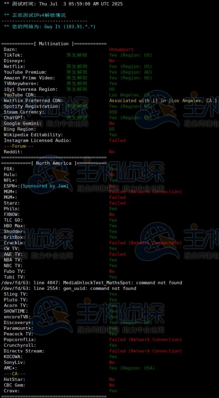 流媒体解锁能力