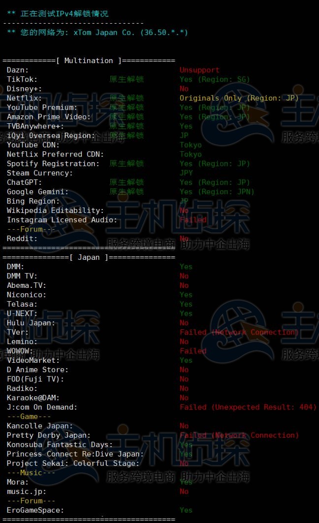 流媒体解锁测试