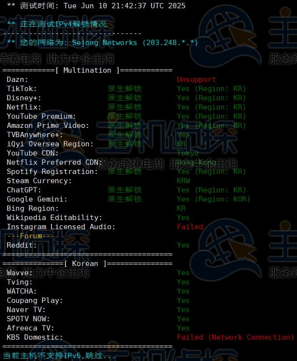 流媒体解锁测试