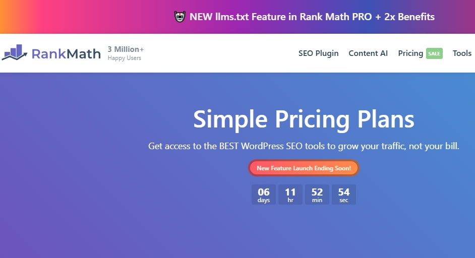 Rank Math限时促销