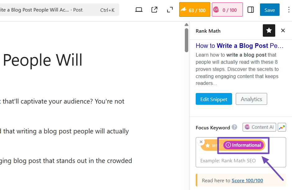 Rank Math搜索意图分析功能