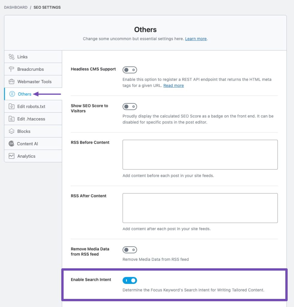Rank Math搜索意图分析功能使用