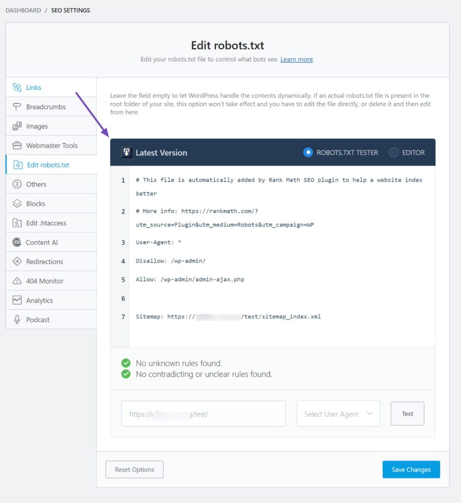 Rank Math新增Robots.txt编辑器功能