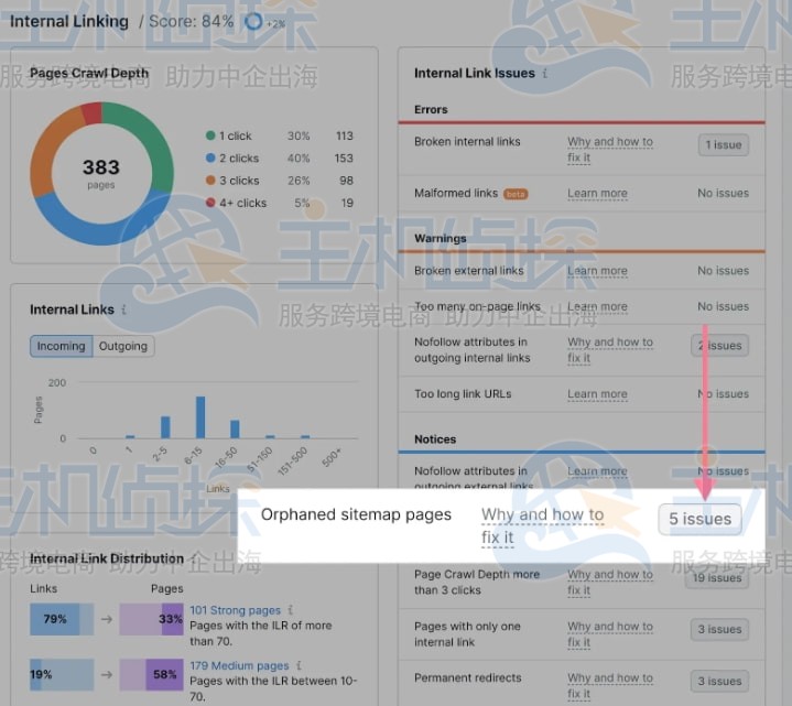 单击孤立站点地图页面旁边的数字