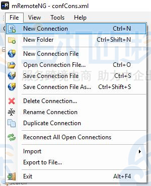 转到文件新连接选项