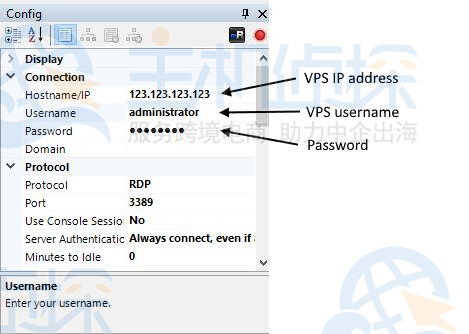 左下角输入VPS的详细信息