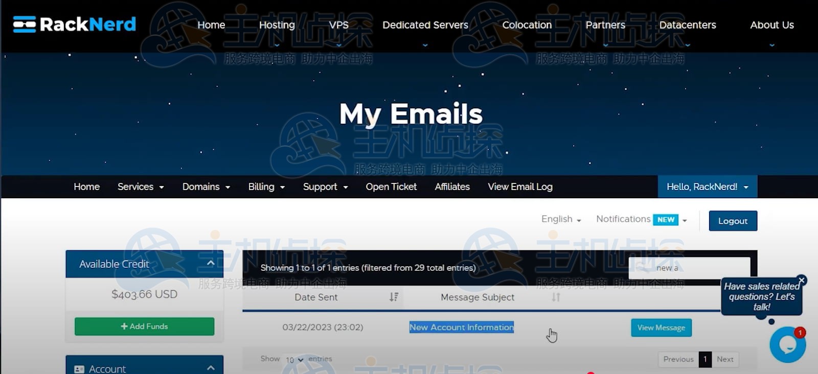 把域名指向RackNerd服务器