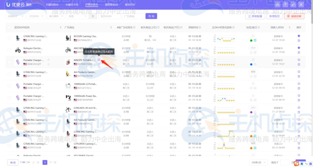 优麦云插件详情页排名监控功能