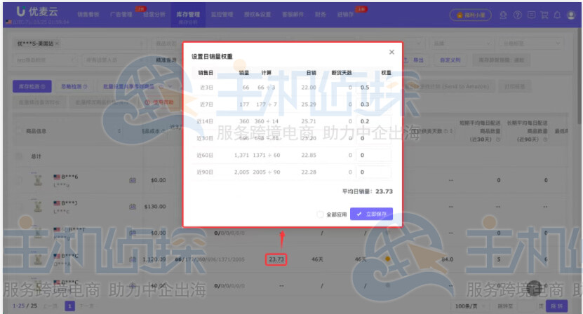 日销量权重设置