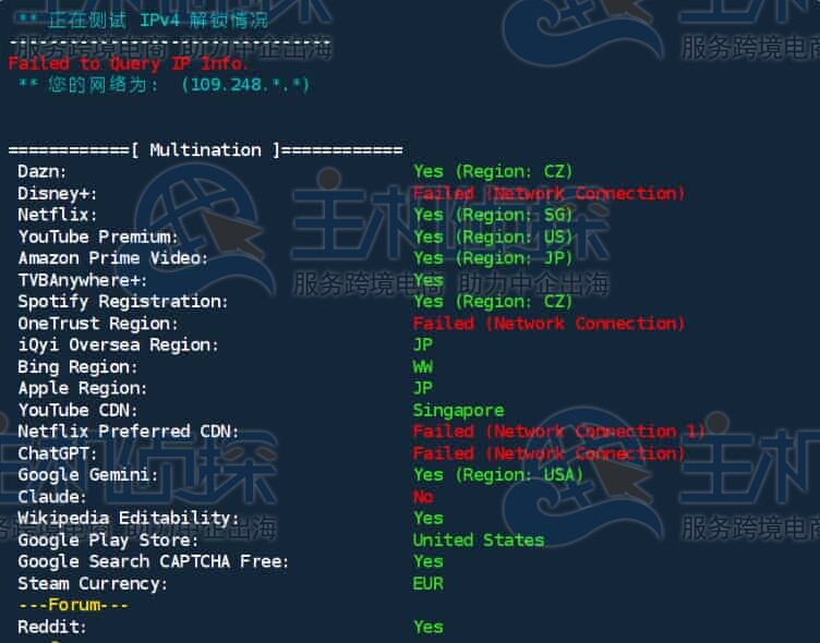 流媒体解锁测试