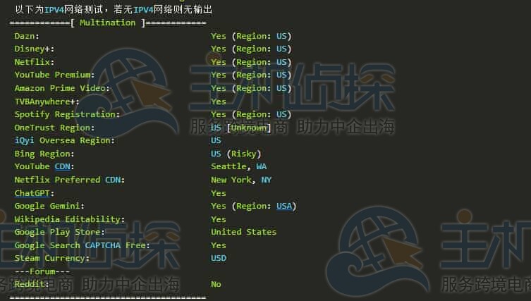 流媒体解锁测试
