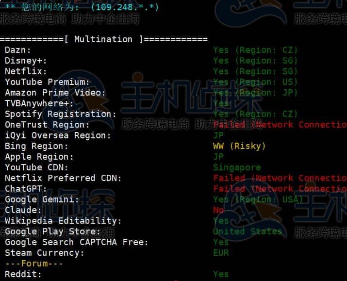 流媒体解锁测试