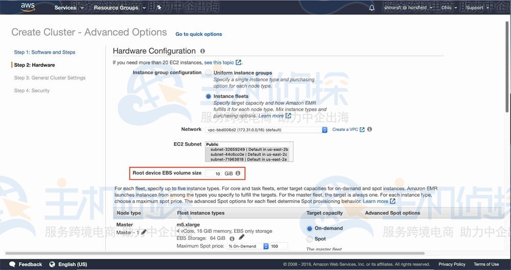 配置Amazon EMR实例集