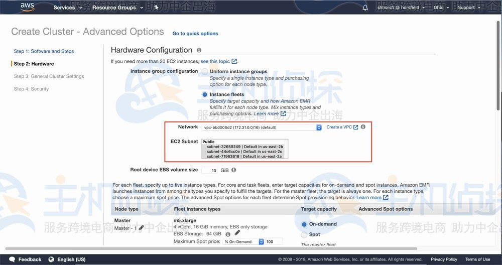 配置Amazon EMR实例集