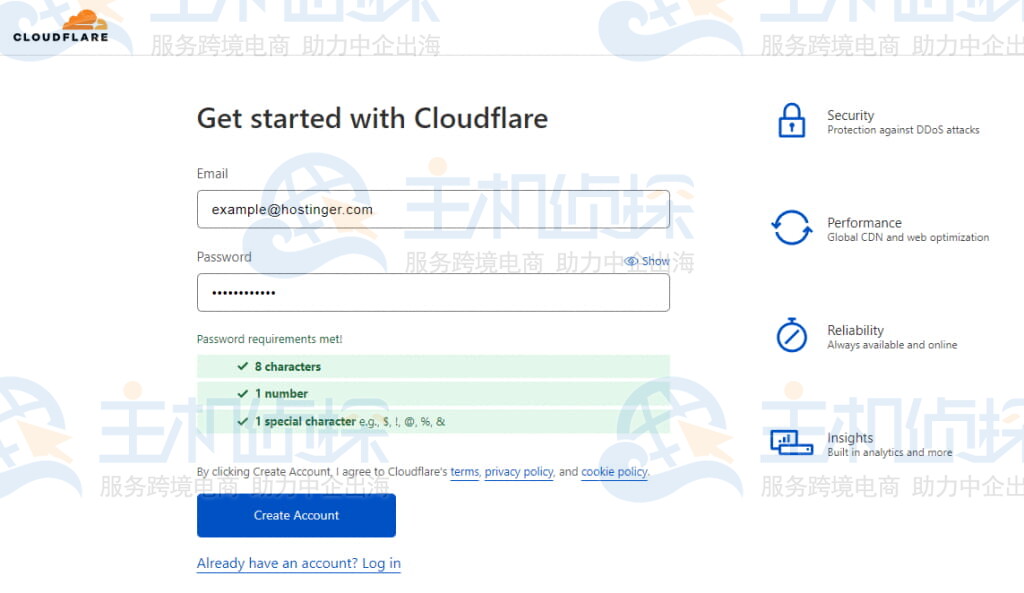 创建Cloudflare帐户
