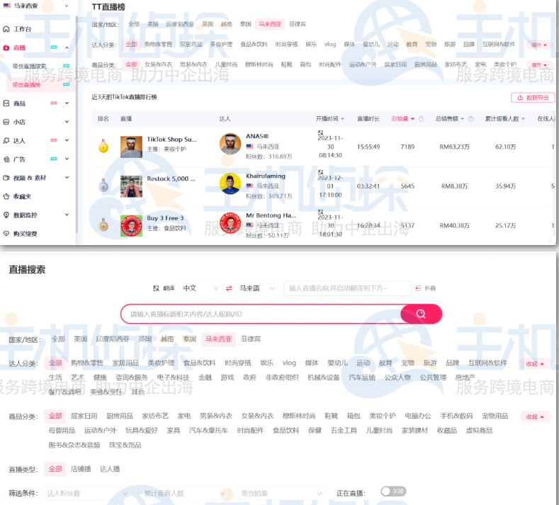 FastMoss直播板块