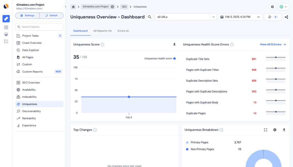 SimilarWeb扫描重复页面