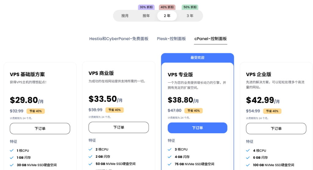 UltaHost VPS主机价格