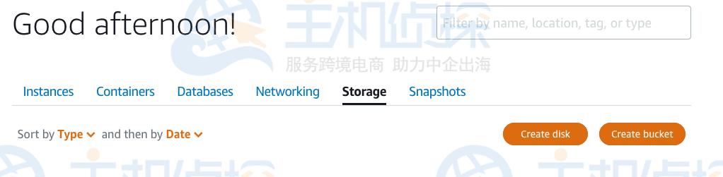 创建Amazon Lightsail存储桶