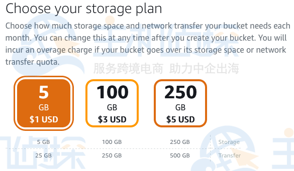 创建Amazon Lightsail存储桶