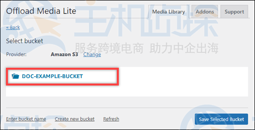 WordPress 实例的存储桶的名称