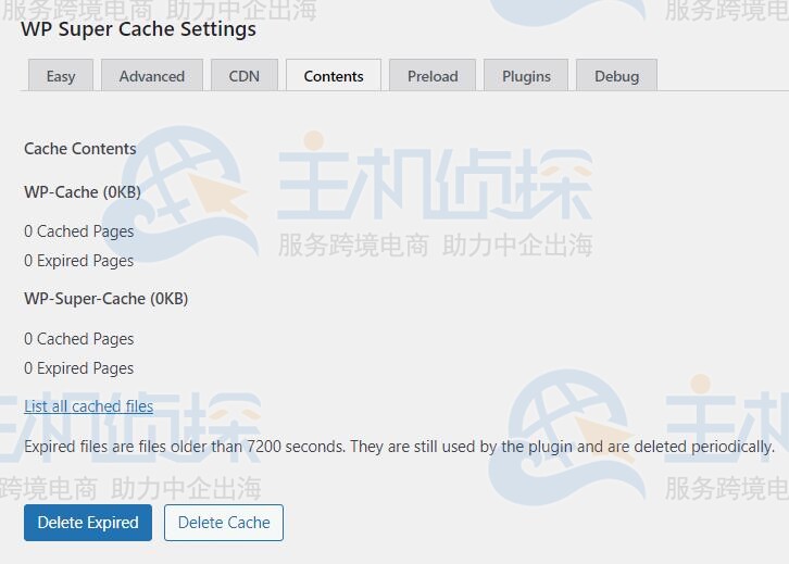 WP Super Cache插件Contents设置
