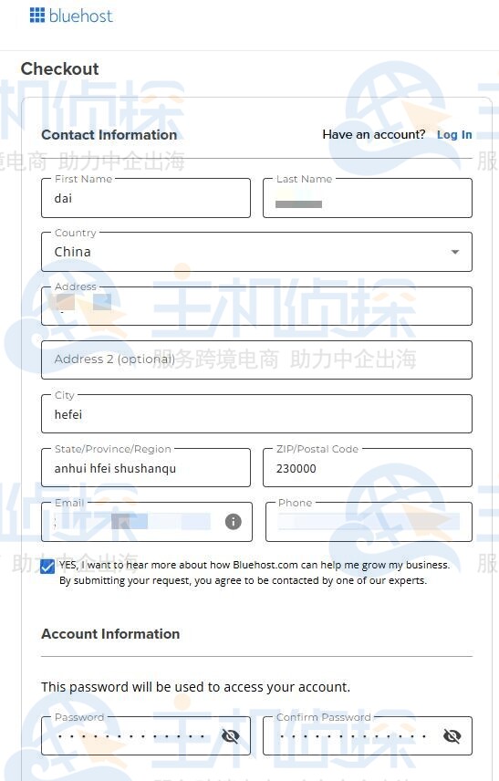 BlueHost美国站注册