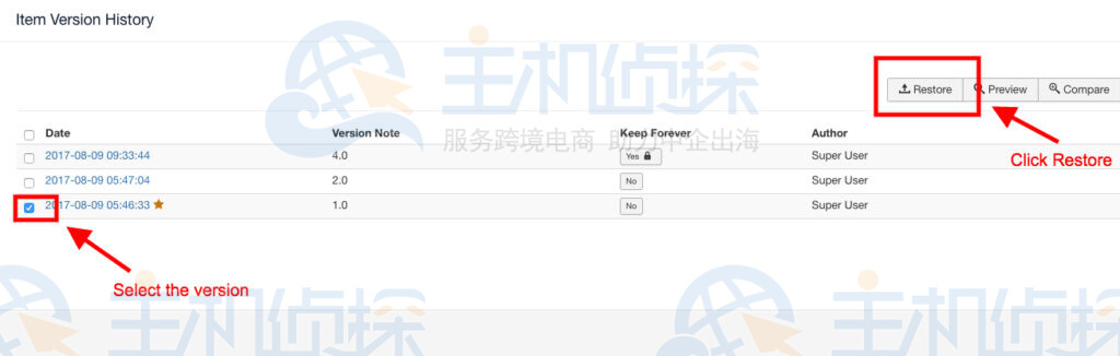 恢复已保存的版本