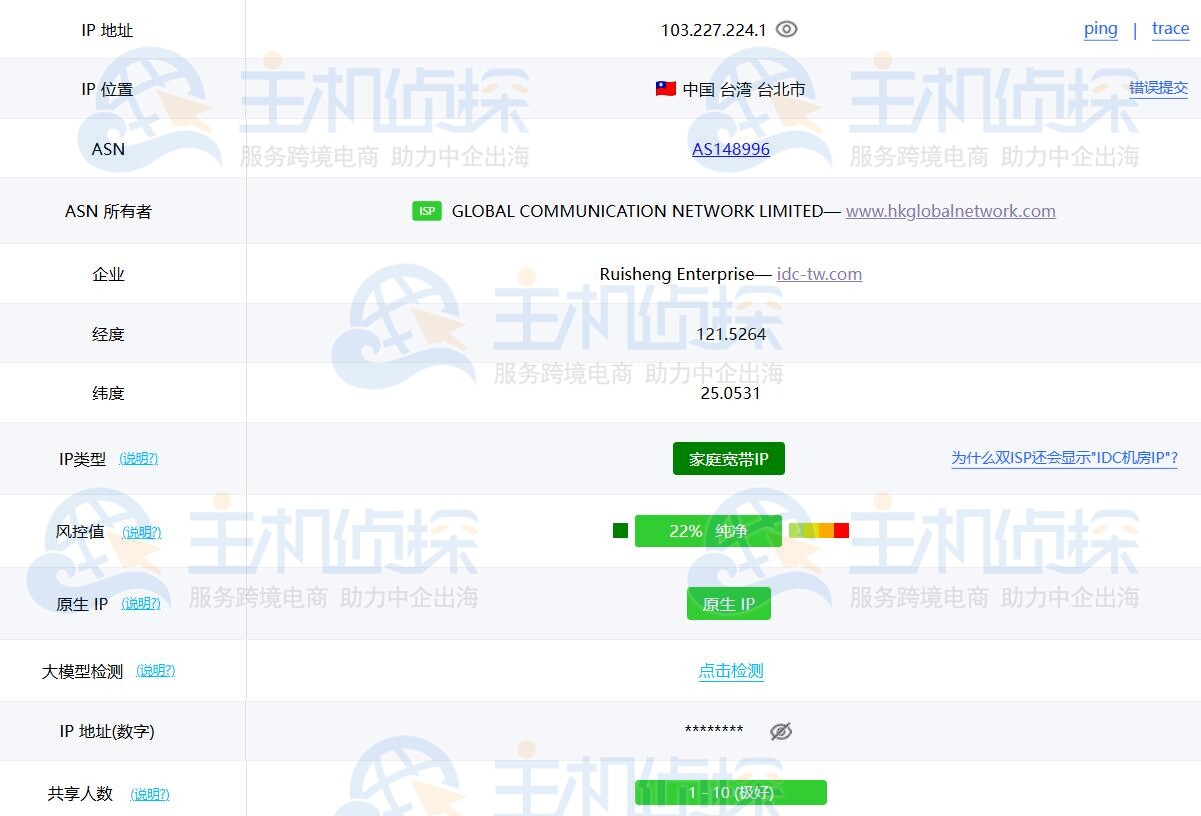 台湾原生IP大带宽VPS IP测试