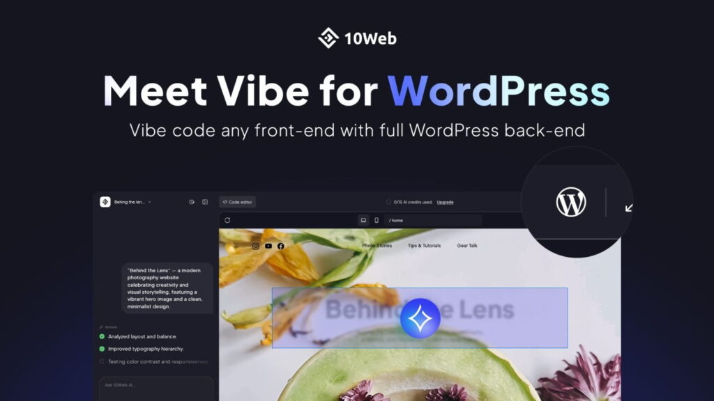 10Web推出AI WordPress Vibe编码前端构建器